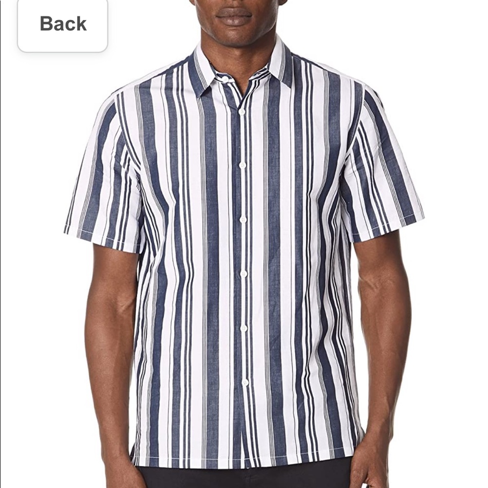 Theory Men’s Wide Strip Short Sleeve Shirt